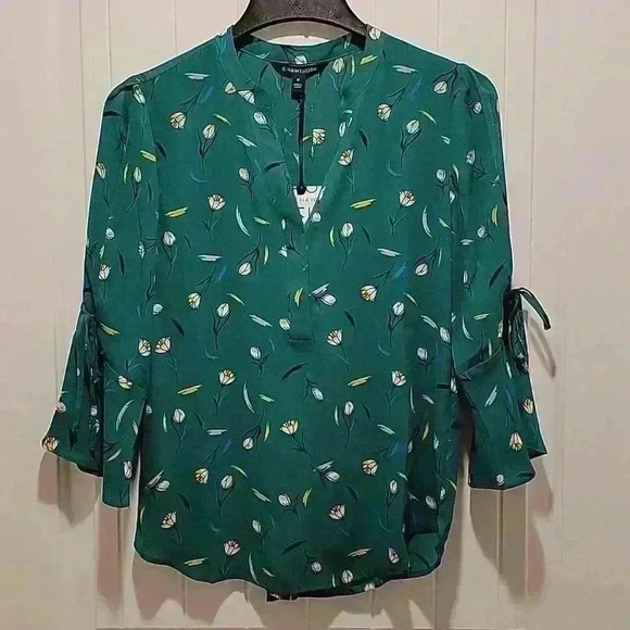 41 Hawthorn Green Floral 3/4 Bell Sleeves Size XS - Picture 7 of 7